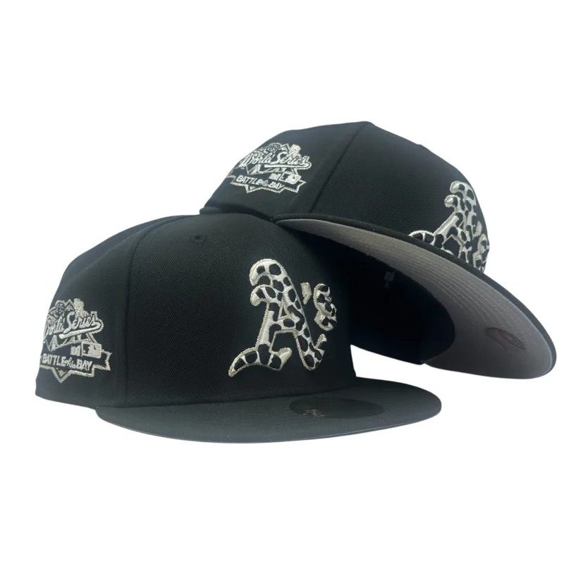 New Era Oakland Athletics fitted hat - 1989 World Series Fitted: New Era’s Cow Print Athletics Championship Tribute