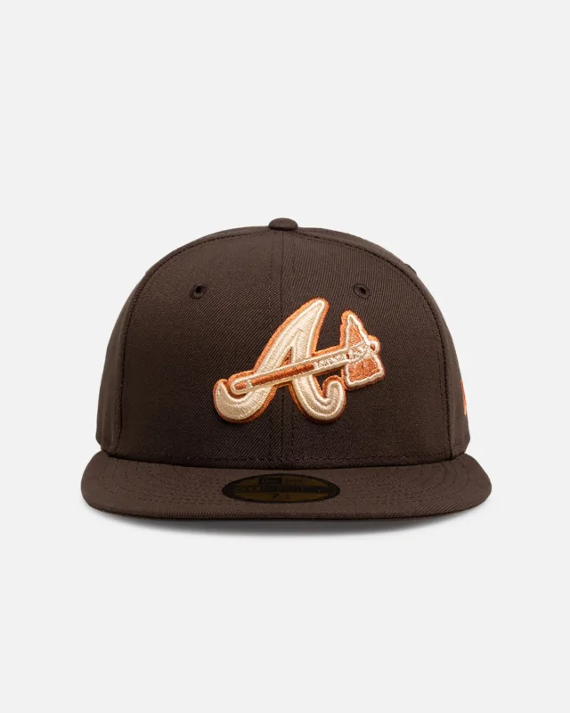 New Era Atlanta Braves fitted hat brown, walnut colorway - New Era Drops Clean Atlanta Braves Fitted in Premium Walnut Brown