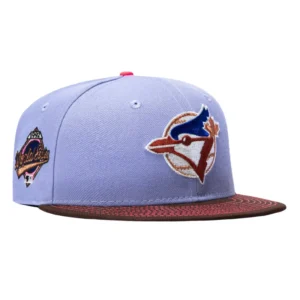 New Era Toronto Blue Jays fitted hat Lavender, Brown colorway - 1992 World Series Fitted: New Era’s Lavender Blue Jays Championship Tribute