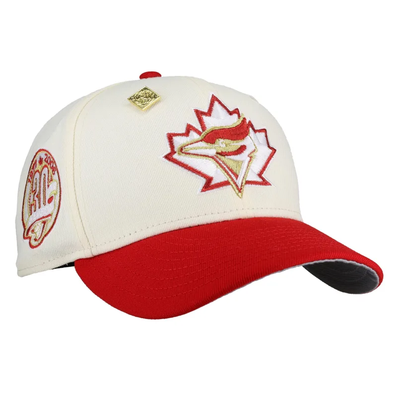 New Era Toronto Blue Jays fitted hat white, grey, red, blue colorway - Blue Jays 30th Anniversary Fitted: New Era Celebrates Franchise Milestone with Premium 59FIFTY