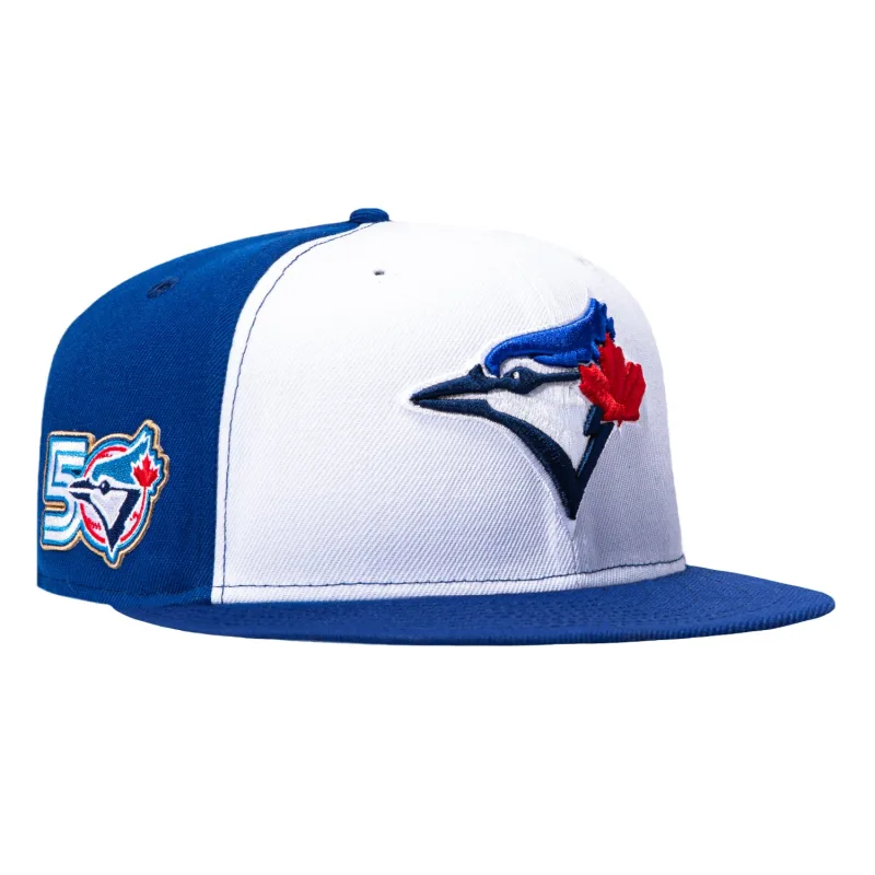 New Era Toronto Blue Jays fitted hat White, Royal colorway - Golden Anniversary Fitted: New Era Celebrates Blue Jays 50th with Special Commemorative Cap