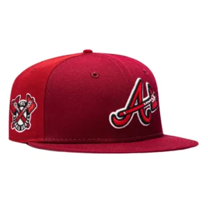 New Era Atlanta Braves fitted hat Cardinal, Red colorway - New Era’s Sugar & Spice Braves Fitted Features Vintage 1876 Logo Patch