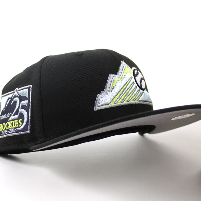 New Era Colorado Rockies fitted hat Black Gray Under Brim colorway - New Era Drops Clean Colorado Rockies 25th Anniversary Fitted