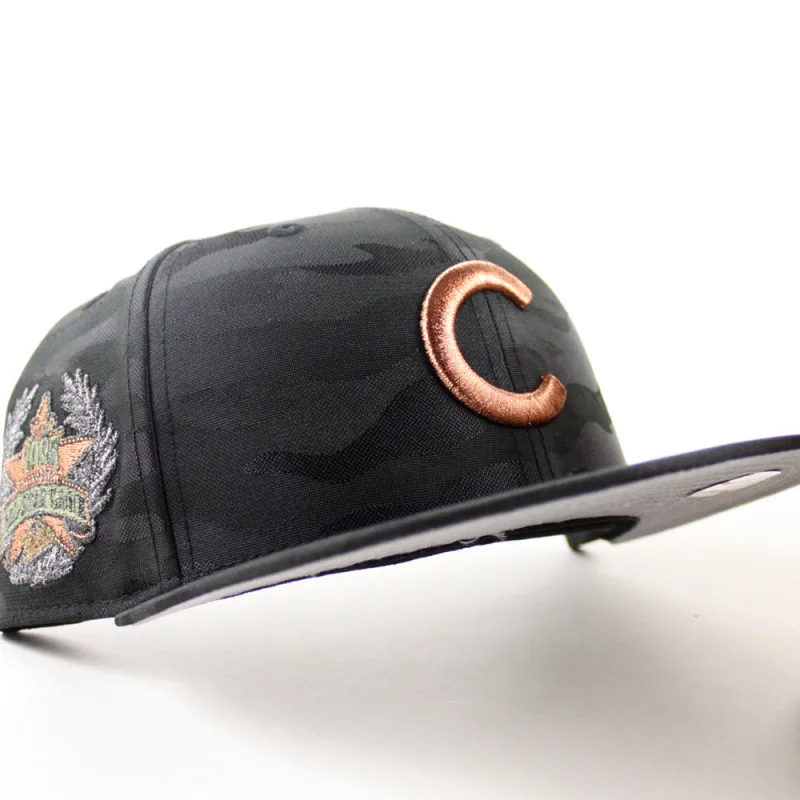 New Era Chicago Cubs fitted hat Jacquard Black Gray Under Brim colorway - 1985 All-Star Game Fitted: New Era Cubs Commemorative in Sleek Jacquard Black