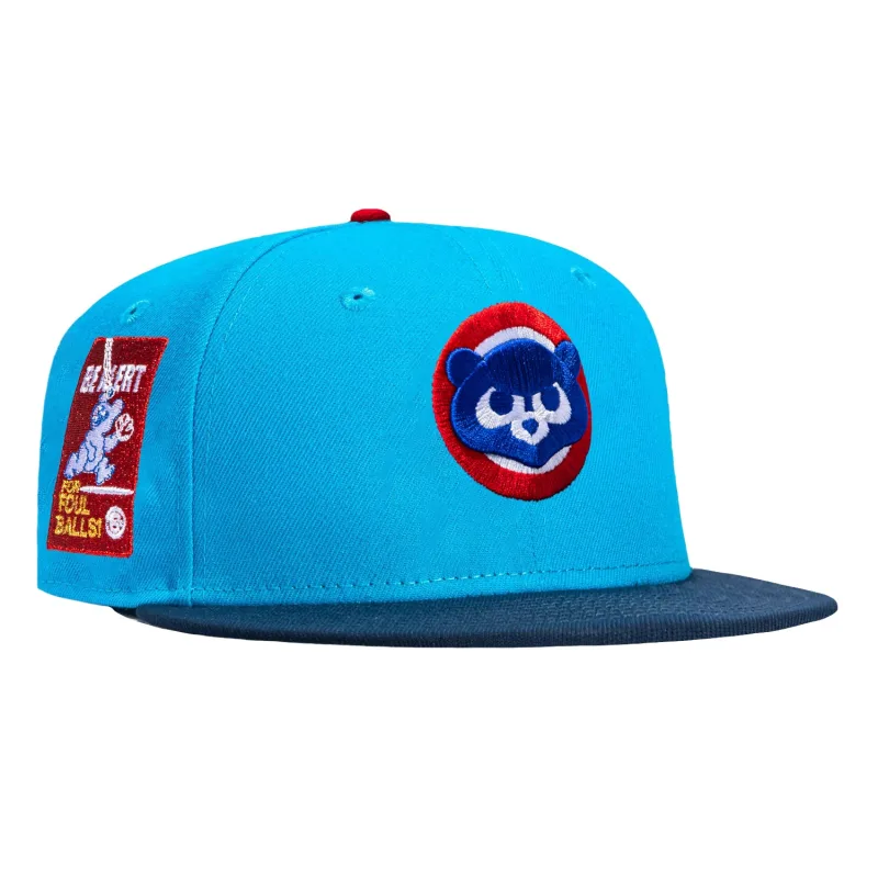 New Era Chicago Cubs fitted hat Light Blue, Royal colorway - New Era Drops Vintage Cubs Fitted with ‘Be Alert for Foul Balls’ Patch