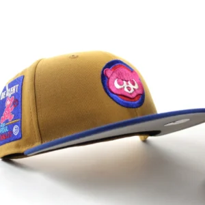 New Era Chicago Cubs fitted hat Panama Tan Song Bird Blue Gray Under Brim colorway - Cubs Drop Unique ‘Be Alert For Foul Balls’ Fitted with Panama Tan Colorway