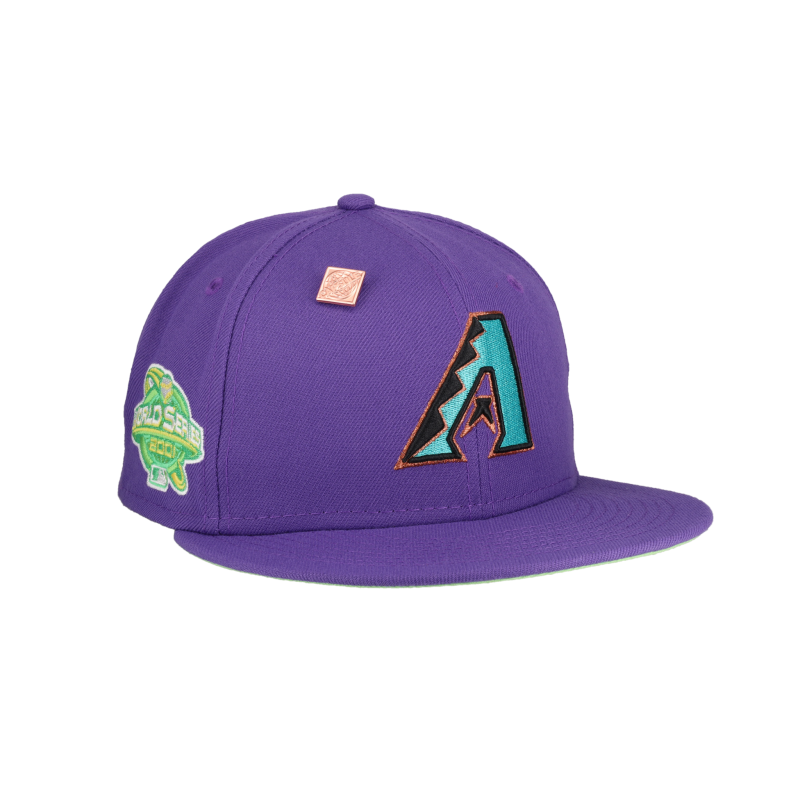 New Era Arizona Diamondbacks fitted hat green, purple colorway - 2001 World Series Fitted: New Era’s Diamondbacks Citrus Pop Championship Tribute