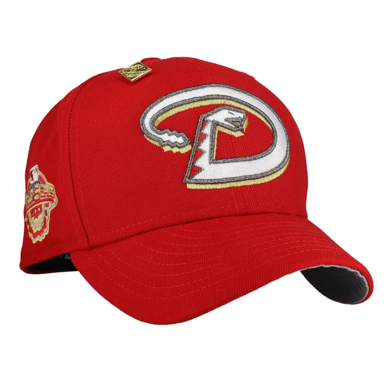New Era Arizona Diamondbacks fitted hat grey, red, gold colorway - 2001 World Series Fitted: New Era Drops Diamondbacks Championship Red Gold Metallic