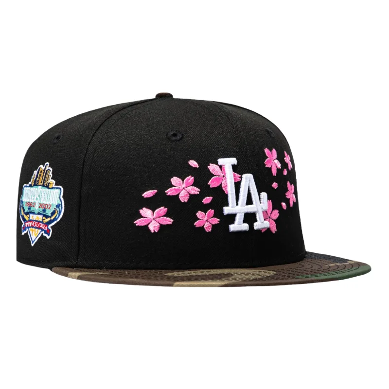 New Era Los Angeles Dodgers fitted hat Black, Camo colorway - 40th Anniversary Fitted: New Era Dodgers Stadium Patch Blossom Hat Celebrates LA Legacy