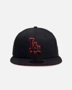 New Era Los Angeles Dodgers fitted hat black, red colorway - New Era Drops Clean Dodgers Fitted in ‘Black Pop’ Colorway