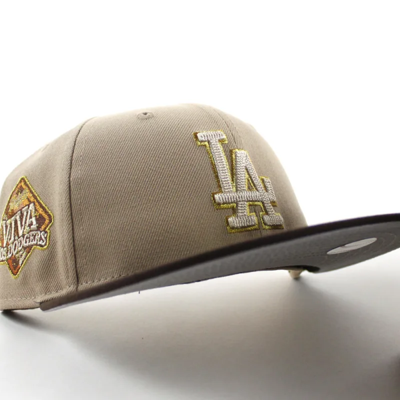 New Era Los Angeles Dodgers fitted hat Camel Burnt Wood Gray Under Brim colorway - Dodgers Fitted Gets Luxe Camel Treatment in New Era’s Latest Drop