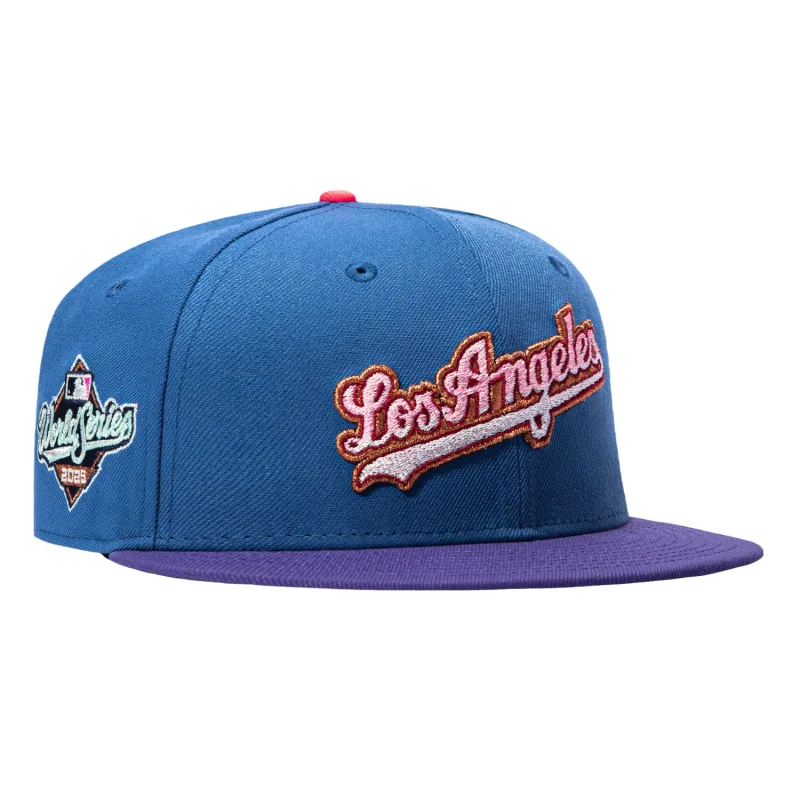 New Era Los Angeles Dodgers fitted hat Indigo, Purple colorway - Back-to-Back Champions Fitted: New Era’s 2025 World Series Dodgers Script Hat Celebrates Dynasty