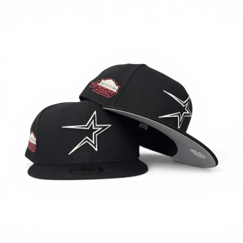 New Era Houston Astros fitted hat black, gray, red colorway - Houston Astros Fitted Gets Classic Astrodome Side Patch Treatment