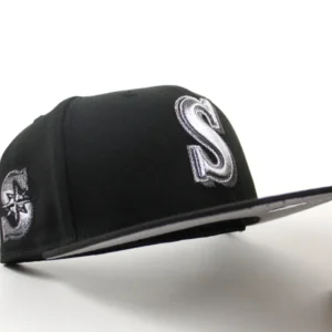 New Era Seattle Mariners fitted hat Black Gray Under Brim colorway - Mariners Fans Get a Clean New Fitted with Subtle S Patch Design
