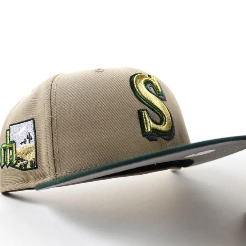 New Era Seattle Mariners fitted hat Camel Dark Green Gray Under Brim colorway - Mariners Legends Fitted: New Era’s 30th Anniversary Tribute Celebrates Cameron & Griffey