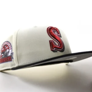 New Era Seattle Mariners fitted hat Chrome White Black Gray Under Brim colorway - Mariners 30th Anniversary Fitted: New Era Chrome White Commemorates Franchise Milestone