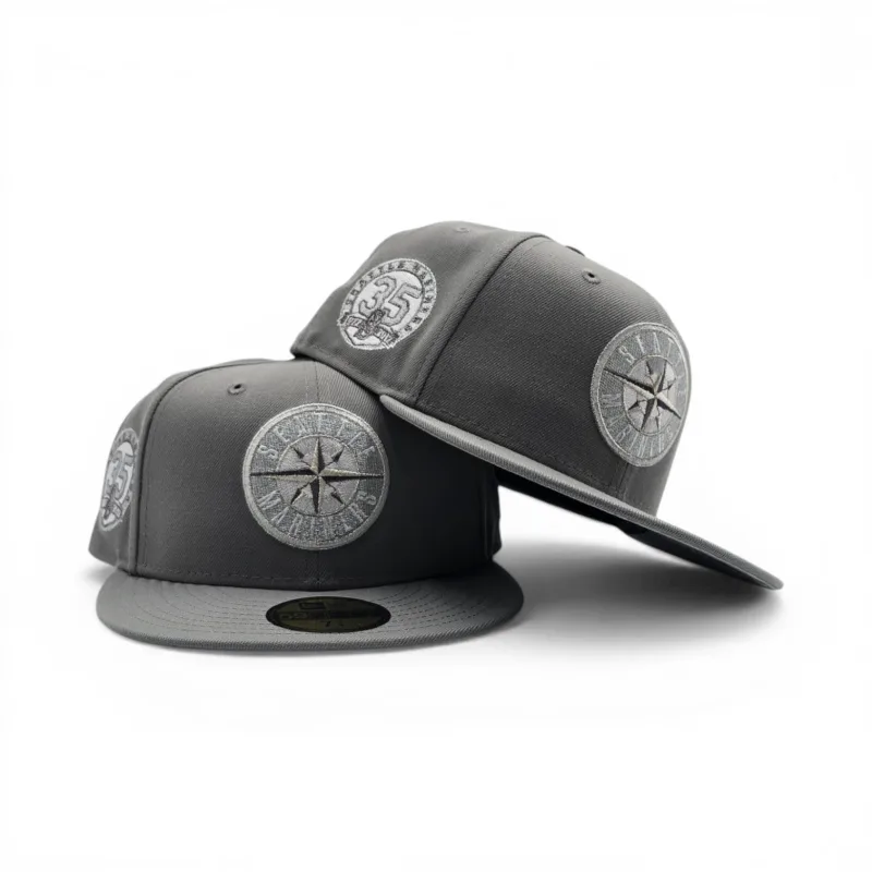 New Era Seattle Mariners fitted hat gray colorway - Storm Gray Anniversary Fitted: New Era Celebrates Mariners’ 35th Season Milestone