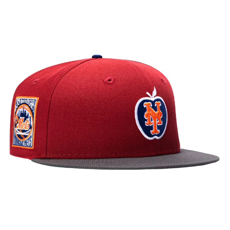 New Era New York Mets fitted hat Cardinal, Graphite colorway - Stadium Anniversary Fitted: New Era Drops Mets 25th Anniversary Cardinal & Graphite 59FIFTY