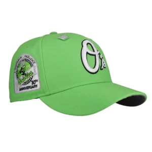 New Era Baltimore Orioles fitted hat grey, green colorway - Iron Man’s Legacy Fitted: New Era Honors Cal Ripken Jr.’s 30th Anniversary with Lime Green 59FIFTY