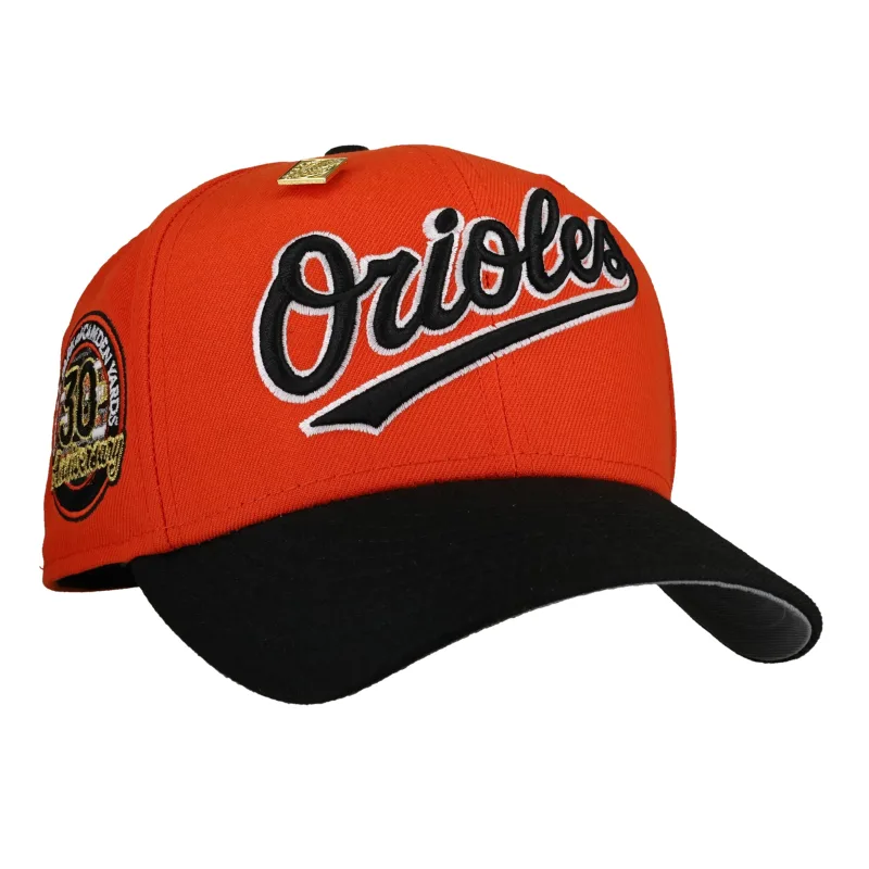 New Era Baltimore Orioles fitted hat grey, orange colorway - Baltimore’s 30th Anniversary Fitted: New Era Drops Orioles Orange Script 59FIFTY Tribute