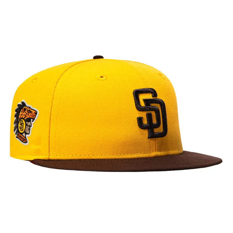 New Era San Diego Padres fitted hat Gold, Brown colorway - New Era Drops Sharp Padres Fitted for 2026 Mexico Series