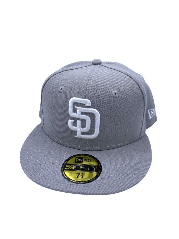 New Era San Diego Padres fitted hat Men's colorway - New Era Drops Clean Padres Fitted in Classic Gray/White Colorway