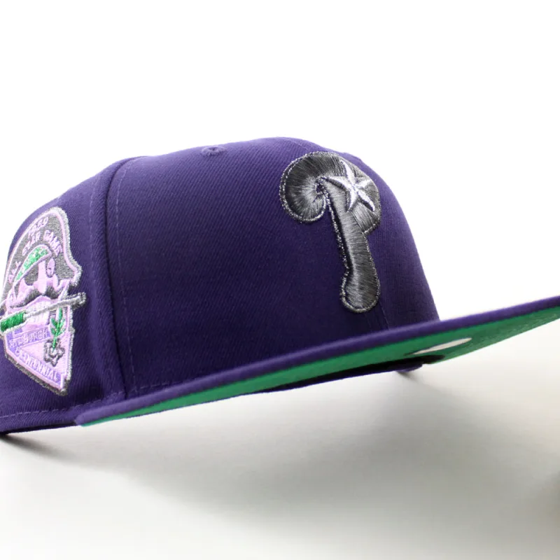 New Era Philadelphia Phillies fitted hat Purple Green Under Brim colorway - 1959 All Star Fitted: New Era Drops Phillies Tribute to Baseball’s Most Unique Season