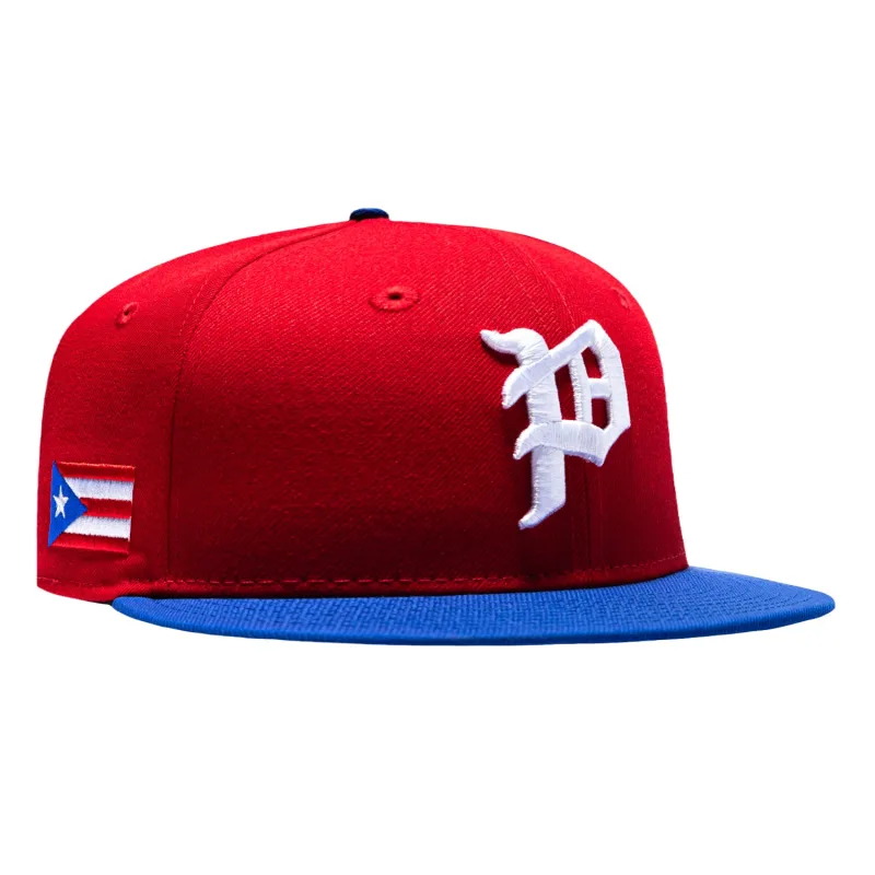 New Era Philadelphia Phillies fitted hat Red, Royal colorway - New Era Drops Fire Phillies Fitted with Puerto Rico Flag Patch