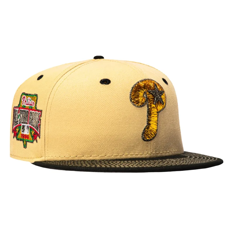 New Era Philadelphia Phillies fitted hat Tan, Black, Metallic Gold colorway - 1996 All-Star Fitted: New Era’s May the Fourth Phillies Veterans Stadium Tribute