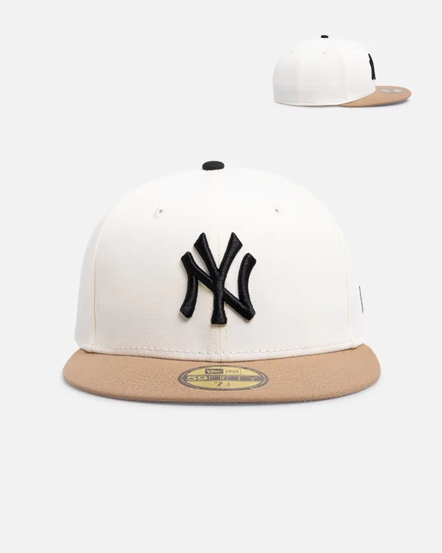 New Era New York Yankees fitted hat white, brown, tan, chrome colorway - New Era Yankees Chrome Khaki Fitted Brings Luxe Vibes to the Bronx