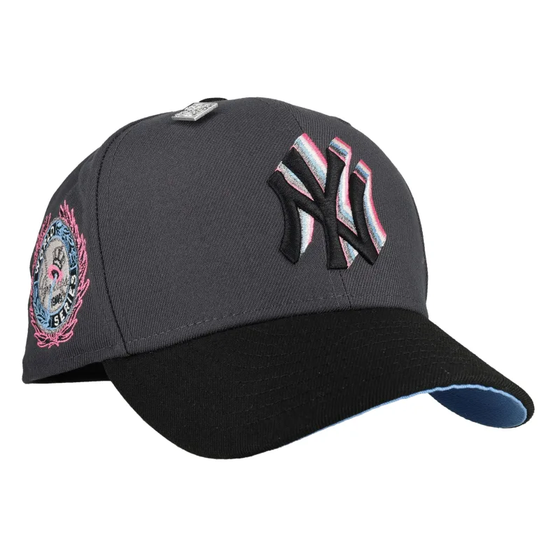 New Era New York Yankees fitted hat grey, blue, graphite colorway - 1949 World Series Fitted: New Era’s Yankees Championship Miami Nights Drop