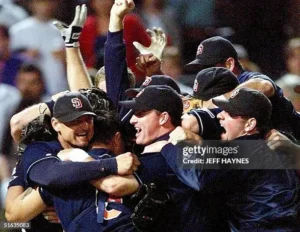 1998 World Series action between San Diego Padres and New York Yankees