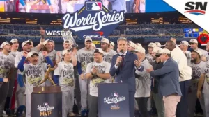 Los Angeles Dodgers celebrating 2025 World Series championship victory over Toronto Blue Jays