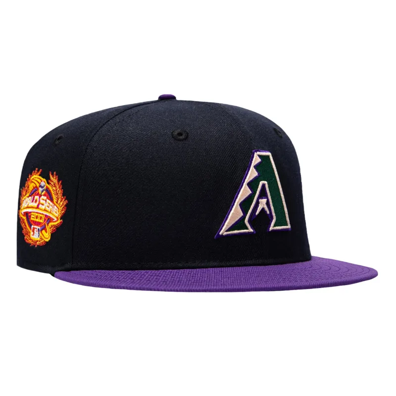 New Era Arizona Diamondbacks fitted hat Navy, Purple, Green colorway - New Era 59Fifty Arizona Diamondbacks 2001 World Series Patch A Hat – Navy, Purple, Green