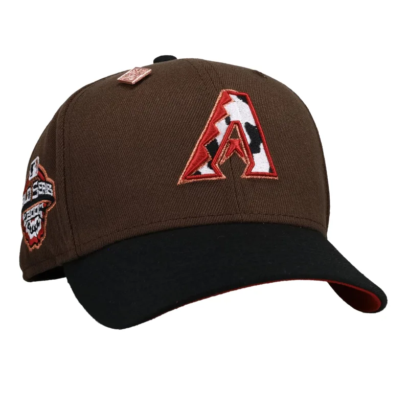 New Era Arizona Diamondbacks fitted hat red, brown, walnut colorway - Arizona Diamondbacks 2001 World Series Walnut Metallic Cow 59Fifty Fitted Hat