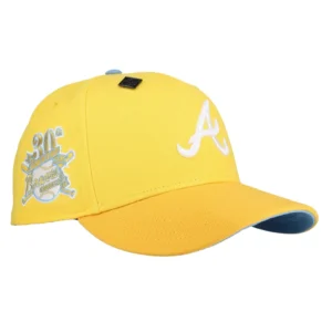 New Era Atlanta Braves fitted hat blue, yellow colorway - New Era Drops Clean Atlanta Braves Fitted with 30th Season Patch