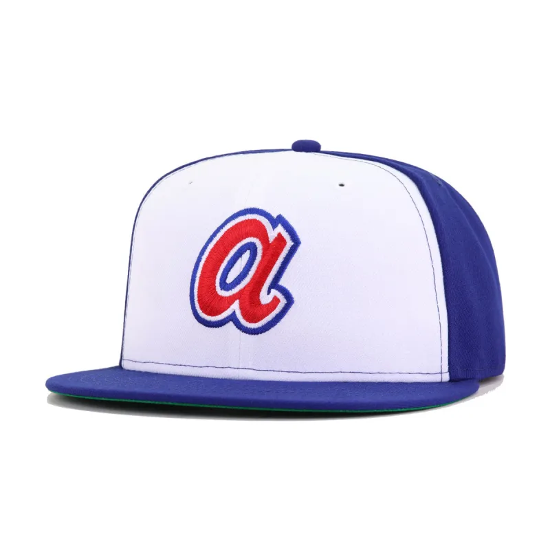 New Era Atlanta Braves fitted hat white, red, blue, green, royal colorway - Atlanta Braves White Dark Royal Blue 1972 Green Bottom New Era 59Fifty Fitted