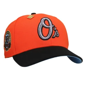 New Era Baltimore Orioles fitted hat black, blue, orange colorway - Baltimore Orioles 30th Anniversary Orange/Black 59Fifty Fitted Hat