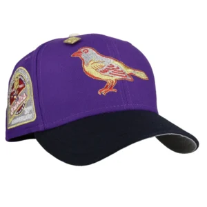 New Era Baltimore Orioles fitted hat navy, grey, purple colorway - Baltimore Orioles 30th Anniversary Purple/Navy Metallic 59Fifty Fitted Hat