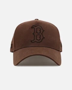New Era Boston Red Sox fitted hat red, brown colorway - New Era Boston Red Sox ‘Waxed Canvas QS’ 59FORTY A-Frame Fitted Brown
