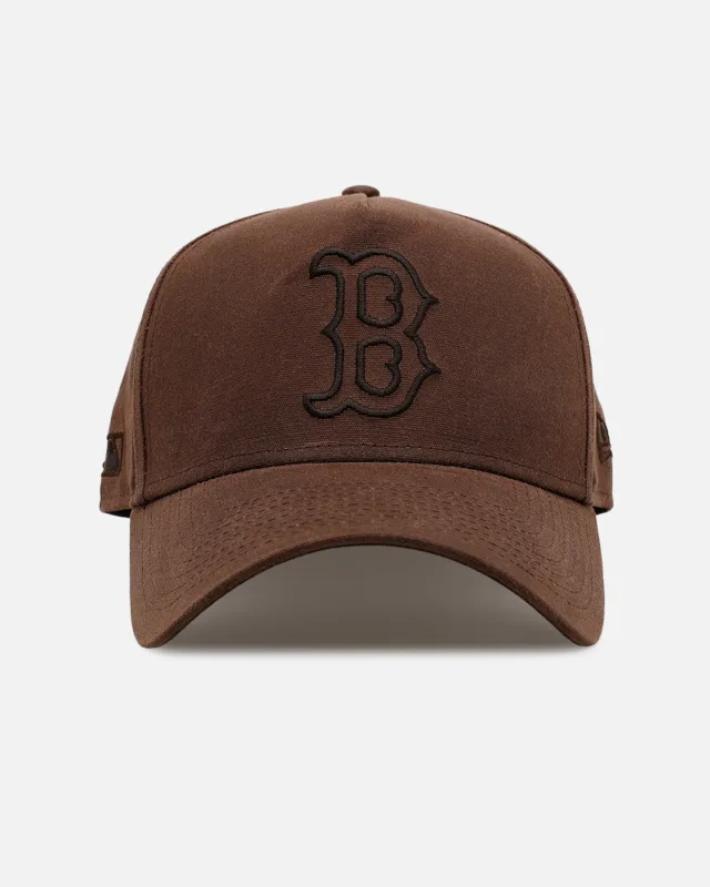 New Era Boston Red Sox fitted hat red, brown colorway - New Era Boston Red Sox ‘Waxed Canvas QS’ 59FORTY A-Frame Fitted Brown