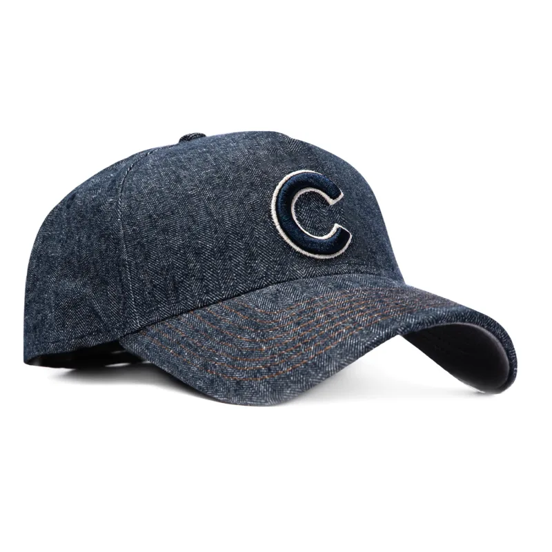 New Era Chicago Cubs fitted hat Navy Denim colorway - New Era 59Forty A-Frame Chicago Cubs Hat – Navy Denim