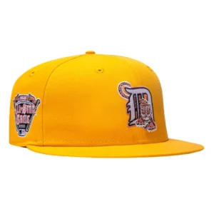 New Era Detroit Tigers fitted hat Gold colorway - New Era 59Fifty Pink Lemonade Detroit Tigers 2005 All Star Game Patch Alternate Pink UV Hat – Gold