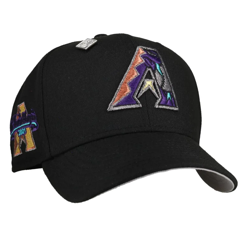 New Era Arizona Diamondbacks fitted hat black, grey colorway - 2001 World Series Fitted: New Era’s Metallic Logo Tribute to Arizona’s Greatest Upset