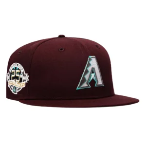 New Era Arizona Diamondbacks fitted hat Maroon colorway - Silver Anniversary Fitted: New Era Drops D-backs 25th Anniversary Sea Glass UV Hat
