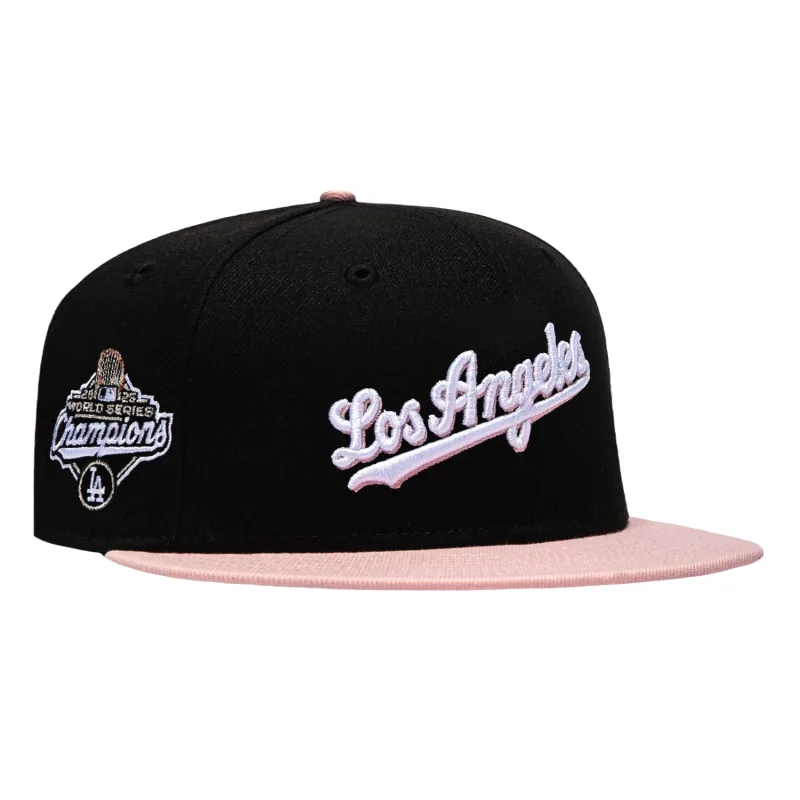 New Era Los Angeles Dodgers fitted hat Black, Pink colorway - Back-to-Back Champions Fitted: New Era’s Pink Rouge Dodgers 2025 World Series Script Hat
