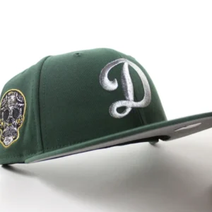 New Era Los Angeles Dodgers fitted hat Pine Green Gray Under Brim colorway - New Era Drops Clean Dodgers Fitted with Skull Patch in Pine Green