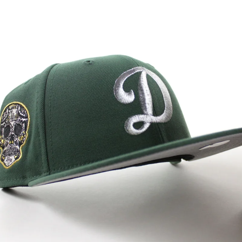 New Era Los Angeles Dodgers fitted hat Pine Green Gray Under Brim colorway - New Era Drops Clean Dodgers Fitted with Skull Patch in Pine Green