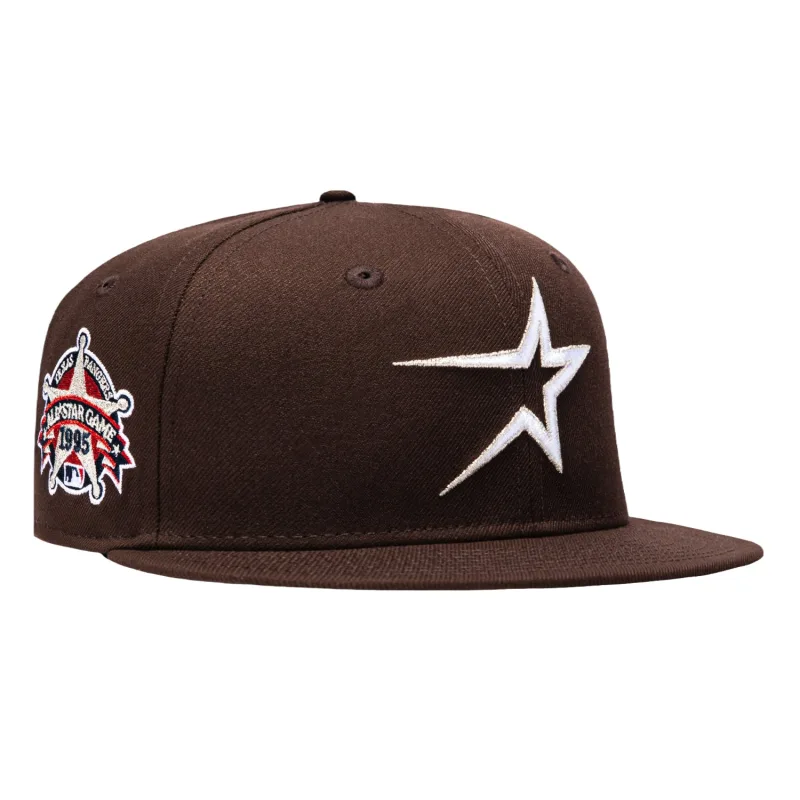 New Era Houston Astros fitted hat Brown, Metallic Silver colorway - New Era 59Fifty Houston Astros 1995 All Star Game Patch Hat – Brown, Metallic Silver