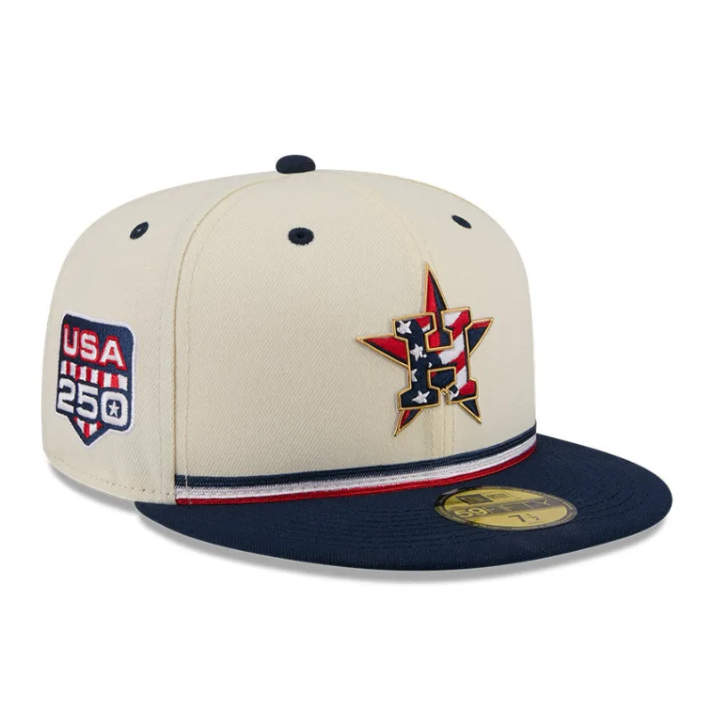 New Era Houston Astros fitted hat White, Royal colorway - New Era 59Fifty 2026 MLB 4th of July Houston Astros 250th Anniversary Patch Hat – White, Royal